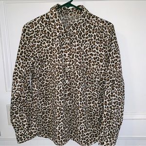 Talbots cheetah print button down blouse, size medium petite.
